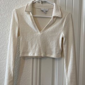 Topshop Collared Cropped Long Sleeve